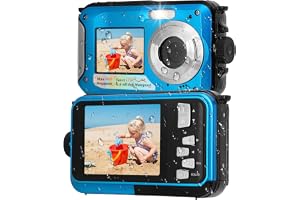 Undervattenskamera, 11FT Vattentät Kamera, Full HD 2,7K 48MP Autofokus Selfie Dual Screen Vattenkamera med Flytande Rem, Fill Light Undervattenskamera för Snorkling