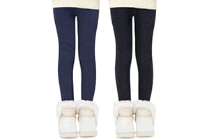 Domee Leggings Polaire Chaud Hiver Pantalon Fille Lot de 2 Coton