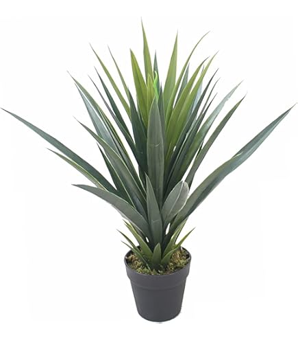 Pianta Artificiale Grande Yucca 90 Cm In Vaso Cemento - Agave Finta Realistica Per Decorazione Casa E Ufficio, Tropicale