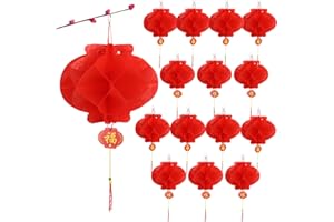 BHGT 30 Pieces 6 Inches Chinese Red Paper Lanterns Lucky Hanging Decorations for Chinese New Year, Spring Festival, Lantern Festival Wedding and Restaurant Celebration Supplies (30, 6 Inches)