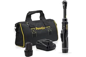 Durofix G12 Series 12V Li-ion Cordless 3/8” 60 ft-lbs. Extended Ratchet Wrench Tool Kit, 12V Cordless Ratchet Wrench, Variable Speed & LED Light (RW1216-32 - 2 Battery Pack)