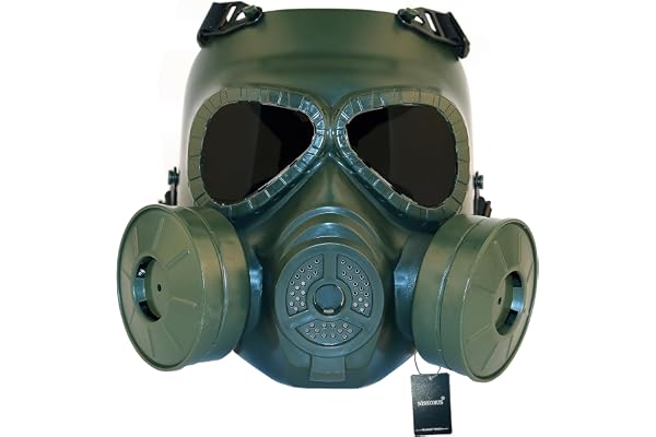 WISEONUS Paintball mask taktisk mask heltäckande ansiktsskydd utrustning CS-spel halloween cosplay masker med dubbel turbofläkt