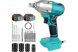 UKDIRECTSHOP 350 Nm, 18 V 1/2", avvitatore a batteria senza spazzole, avvitatore a batteria, attrezzo elettrico per Makita, frequenza di scossa: 0-3300 ipm con 2 batterie da 5,5 Ah e caricabatterie