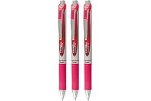 Pentel EnerGel XM BL77 Lot de 3 stylos rétractables à encre gel liquide – 0,7 mm – 54 % recyclé – Rose