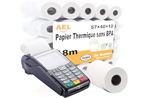 ‎AMAZINNOV Amazinnov - Packung mit 50 Rollen Thermopapier 57 x 40 x 12 mm, 18 m für Terminals für Kreditkarten (57 x 40 x 12 mm, 50 Stück)