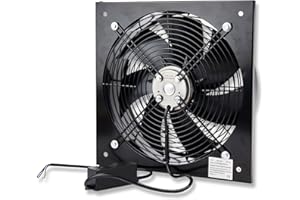 POWER STAR Ventilateur axial plat commercial extracteur ventilation industrielle - Noir, 36cm avec contrôle de vitesse