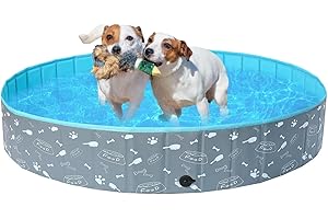 Demigreat Hundepool fur Große Kleine Hunde,80/120/ 160CM Faltbar Hunde Planschbecken, Tragbar & Eco-Friendly PVC Hunde Pool, Knochen