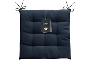 ‎LILENO HOME LILENO HOME 2er Set Stuhlkissen Dunkelblau (40x40x4,5 cm) - Sitzkissen für Gartenstuhl, Küche oder Esszimmerstuhl - UV-beständige Indoor u. Outdoor Stuhlauflage als Stuhl Kissen (Laura OLF)