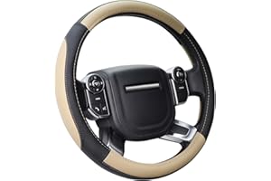 ‎COFIT COFIT Anti-Rutsch Lenkradhülle Lenkrad Abdeckung Atmungsaktiv Lenkradbezug aus Mikrofaser Leder L 39-40.5cm Beige and Schwarz