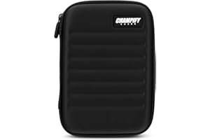 Champify® Poche de fléchettes avec système de maintien pour empêcher les fléchettes de glisser | Étui rigide pour protéger 6 fléchettes en acier ou fléchettes souples et de nombreuses poches pour fléchettes et autres accessoires de fléchettes