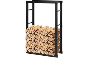 Laneetal Legnaia per Esterno e Interno, Portalegna da Interno 100x60x25cm, Porta Legna Accanto al Camino, Scaffale in Metallo per Legna da Ardere, Nero