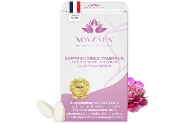 Novanex Ovules Vaginales – Acide Hyaluronique & Lactique pour Sécheresse Vaginale, Atrophie, Mycose Vaginose Bactérienne – Ovule Mycose Gynecologue – Soins Hygiene Intime Femme, Intima. Menopause