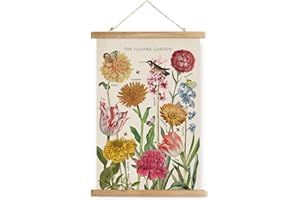 XIAOAIKA Affiche 'Le Jardin Fleuri' - Poster Botanique Vintage avec Cadre en Bois, Décoration Murale Florale pour Maison et Bureau, 30 x 40 cm