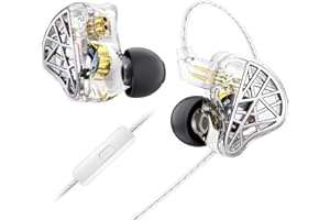 Yinyoo CCZ NC02 - Auriculares intraurales de monitoreo intraural, 10 mm 1DD, con cable, auriculares IEM con micrófono, ligeros auriculares HiFi para juegos con conector de 3.5 mm, diseño ergonómico de