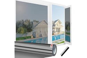 Linarun Reflective Window Film Privacy One Way Window Film UV Mirror Window Tint Anti Glare One Way Privacy Film for Glass Windows Sun Blocker Heat Reducing, Black Silver 30x200