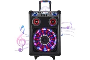 Musyvocay Cassa Bluetooth Grande, 60W Completo Karaoke con Ruota Anti-Molatura, Maniglia Retrattile e Supporti per Mic, Portatile Cassa Bluetooth, AUX, USB, TWS, Chitarra e Ingresso Micro