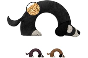 LESCHI Wheat Bag Microwavable, 100% Organic Cotton and Organic Wheat - Dog Black - Microwave Pillow, Unscented - Snug Grain Pillow Ideal for Tension in Back, Neck, Shoulders - Dachshund, Sausage Dog