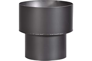 FIREFIX Pieza de transición R150/Ü5 (extensión) para Tubos de Humo de 2 mm de Grosor, Lacado en Negro, Horno de 150 mm a Conector de Pared de 200 mm