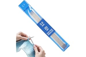 Reessy 3 mm Knitting Needles, 20 cm Double Pointed Knitting Needle Set, Stainless Steel Short Double Ended Knitting Needles Set, Metal DPN Sock Needle for Beginners Adults