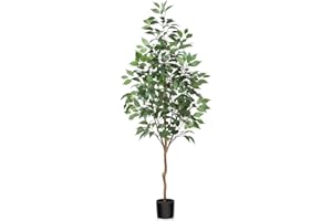 Fopamtri Piante Finte da Interno 150cm Ficus Artificiale con Tronchi Natural, Pianta Artificiale in Vaso per Casa Camera da Letto Ufficio Giardino Decorazioni (1 Pezzi)