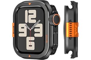 Suphart Metal Bumper Cover Compatible with Apple Watch Series 6/5/4/SE Case, [Turn 44mm into Ultra Look] Rugged Shockproof Protector with Back Frame for iWatch 44mm, Black