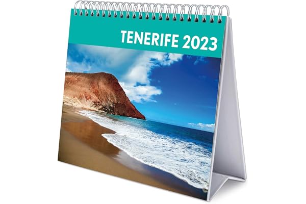 Grupo Erik CS23030 - Calendrier de Bureau 2023 Tenerife - 12 Mois - 20 x 18 cm, Calendrier Mensuel en Français, Janvier 2023 à Décembre 2023 - Certifié FSC, avec Support Rigide