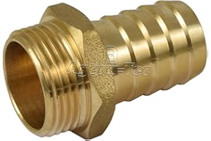 Agora-Tec ® in ottone ugello per tubo flessibile in ottone 1 pollici (25,4 mm) a 1 AG (33,3 mm) qualtät industriale per tubo da giardino con un diametro interno di 25,4 mm