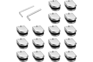 Proster Morsetti di Vetro 16 Pezzi 6-8mm Staffa per Morsetti di Vetro Acciaio Inossidabile 304 Supporto Vetro Regolabile con 2 Chiavi Esagonali per Ringhiera Balaustra Corrimano della Scala