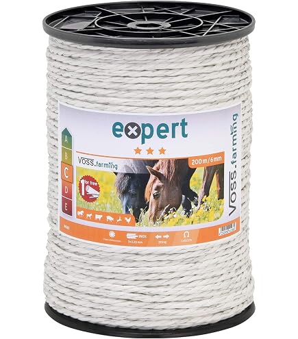 Produktbild von VOSS.farming Weidezaunseil 6 Mm Mit Seilverbindern – Länge Wählbar, Für Pferde & Rinder