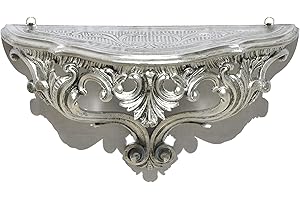 LIGUORO SHOP Mensola In Stile Barocco Veneziano Console Finto Vintage Shabby Chic cm 38,5 x 20 x 15,5 (Argento Anticato)