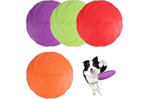 JSMTKJ 4 Pezzi Frisbee per Cani, Frisbee di Gomma, Addestramento Facile da Trasportare Disc Dog per caniper Addestramento del Cane per la Formazione Outdoor(Arancione, rosso, verde, viola)