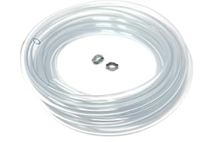 ELECTROMECANICA CANTABRIA ELCAN ELCAN 5 metri di tubo o tubo multiuso universale trasparente con diametro 8x11mm con 2 fascette. PVC flessibile alimentare. Per acqua, gas, benzina, oli, industria, acquari...