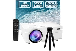 YSAMETP Mini Projector, Full HD 1080P 10000 Lumen Projector Support 4K Video, LED Home Cinema Video Projector 300 Inch Display, LCD Projector Compatible with Laptop, TV Stick, HDMI, VGA, USB, VG, iPhone,