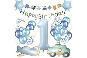 TAIMEIMAO Palloncini Compleanno 1 Anni Bambino 31 Pezzi, Palloncini Auto Aerei 1 anni, 1 Anni Decorazione di Compleanno Palloncino Ragazzi, per Ragazzi compleanno Veicoli a Tema Feste