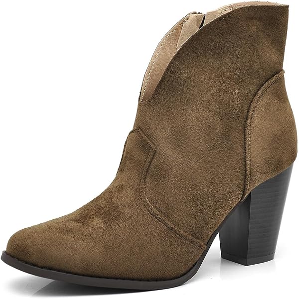 Stivaletti Cowboy Donna In Camoscio – Tacco Medio, Cerniera Posteriore, Stile Western Autunnale