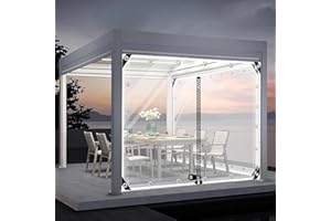 Suwooy wasserdichte Plane Mit Ösen,0.5mm PVC Transparente Plane Seitenteil,Outdoor Durchsichtige Plane Vorhänge,Pergola Pavillon Trennvorhänge Mit Reißverschluss,Wetterfest,L×H-3 * 2.5m(9.8 * 8.2ft)