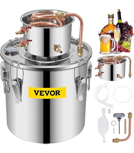 DIY Alcohol Distilling Column Kit – 2x48in Copper & Stainless Moonshine Keg Setup