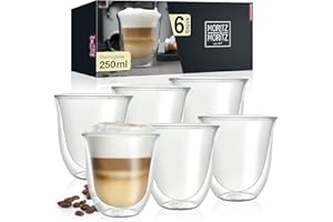 Moritz & Moritz Cappuccino Gläser Doppelwandig 6 Stück – Doppelwandige Gläser für Kaffee, Tee oder Dessert - Kaffeegläser Doppelwandig Spülmaschinengeeignet