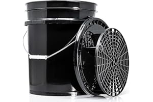 detailmate Black & White Set | Cubo de lavado Magic Bucket 20 litros/5GAL + colador de suciedad + tapa negra | Accesorios para el lavado de coche profesional a mano | Ideal para lavado de coches