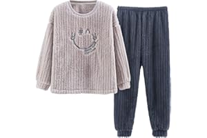 GOSO Pijama de Forro Polar para niñas 8 9 10 11 12 13 14 años,Pijama de Invierno cálido para Adolescentes niñas,Pijamas y Pantalones Largos,Pijamas para niñas Grandes