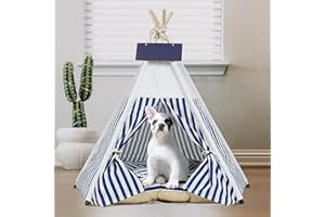 FORROBY Tipi Tente pour animaux de compagnie avec coussin confortable, amovible et lavable, niche pour chien, tente portable pliable pour animaux de compagnie