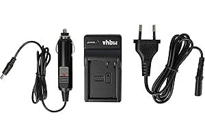 vhbw Ladegerät kompatibel mit Leica V-Lux 4, Typ 114 Kamera Camcorder Action Cam-Akku - Ladeschale + Kfz-Adapter