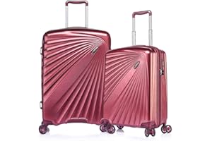 ABISTAB 2er Set VERAGE Kinetic Leichter Hartschalen-Koffer S(19'')+M(24''), Metallic Burgund, TSA integriert, 4 Rollen ABS/PC Trolley mit Sicherheits-Reißverschluss