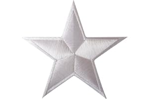 ELLU White Star Iron On Patch/Sew On Clothes Bag Embroidered Badge Biker Motorcycle