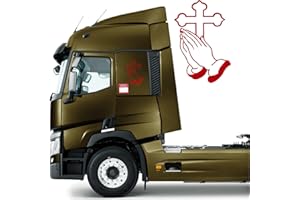 DualColorStampe Pegatinas compatibles con Scania Iveco Man Daf Volvo Tr Van Crucifijo Madonna decoración camión accesorios coche stickers COD.0226 (rojo)