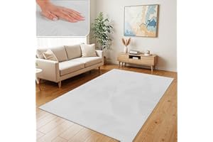 ‎TT HOME TT Home Wohnzimmer Teppich Hochflor Langflor Kunstfell Weich Modern Unifarben Flauschig, Farbe:Weiß, Größe:160x220 cm