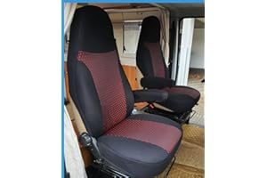 ‎BREMER SITZBEZÜGE BREMER SITZBEZÜGE Maß Piloten Schonbezüge Sitzbezüge kompatibel mit Wohnmobil Camper Ducato Fahrer & Beifahrer 807 Schonbezug Set in Schwarz/Weinrot