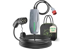 ‎WISSENERGY WISSENERGY Typ 2 Ladekabel 11KW EV Ladegerät mit CEE Stecker, [6-16A] Dreiphasige Mobile Wallbox Ladestation für Elektrofahrzeuge EVSE, IEC 62196-2, 6 Meter