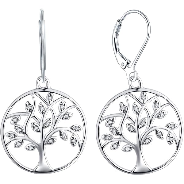 SALAN Autentico Albero della Vita Colorato in Argento Sterling 925 con Orecchini A Bottone Gioielli di Moda