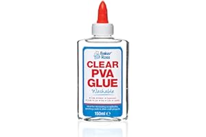Baker Ross AR533 Clear PVA Glue - 150 ml Bottle, Washable Glue Ideal for Kids Arts and Crafts Supplies